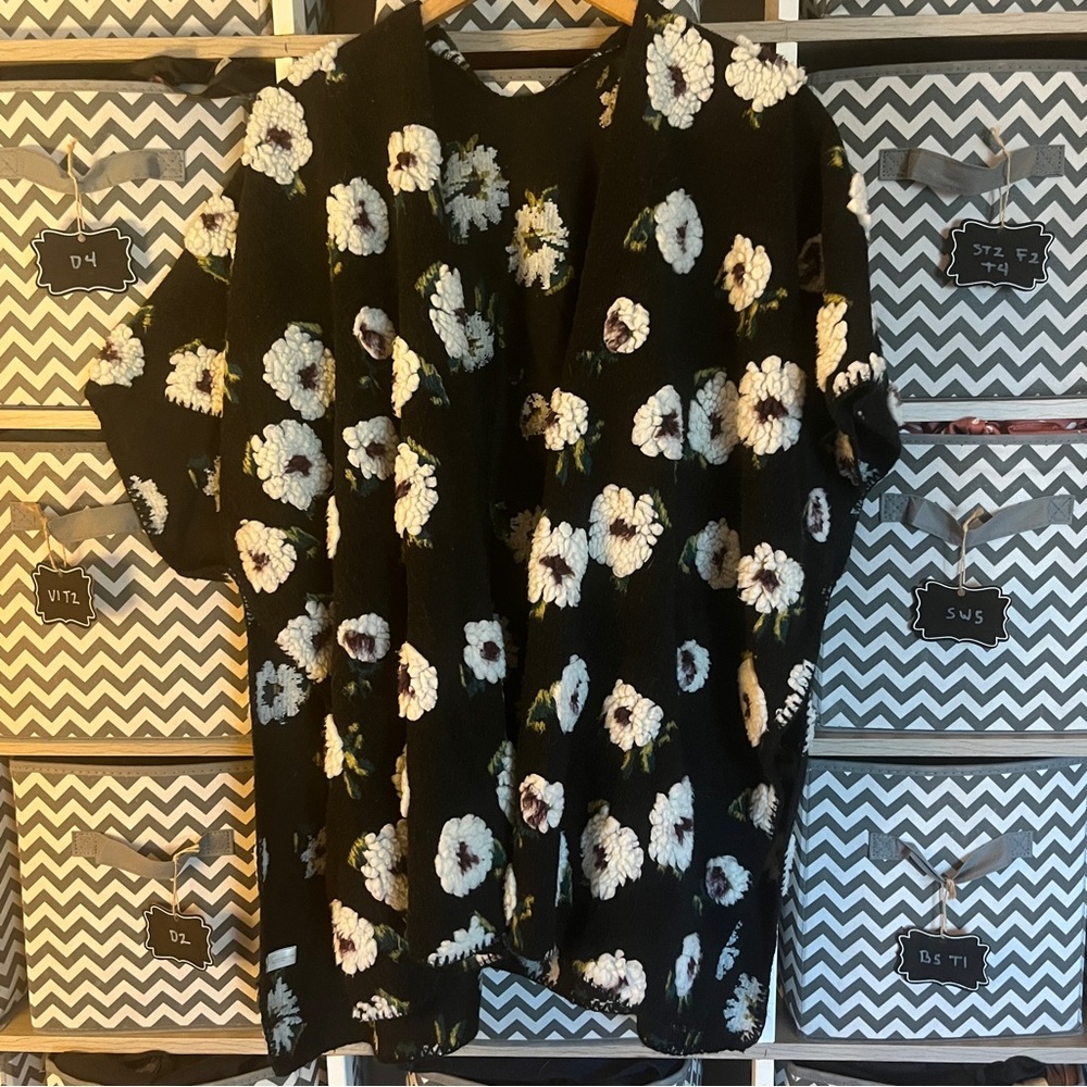 Floral Black Kimono Cardigan